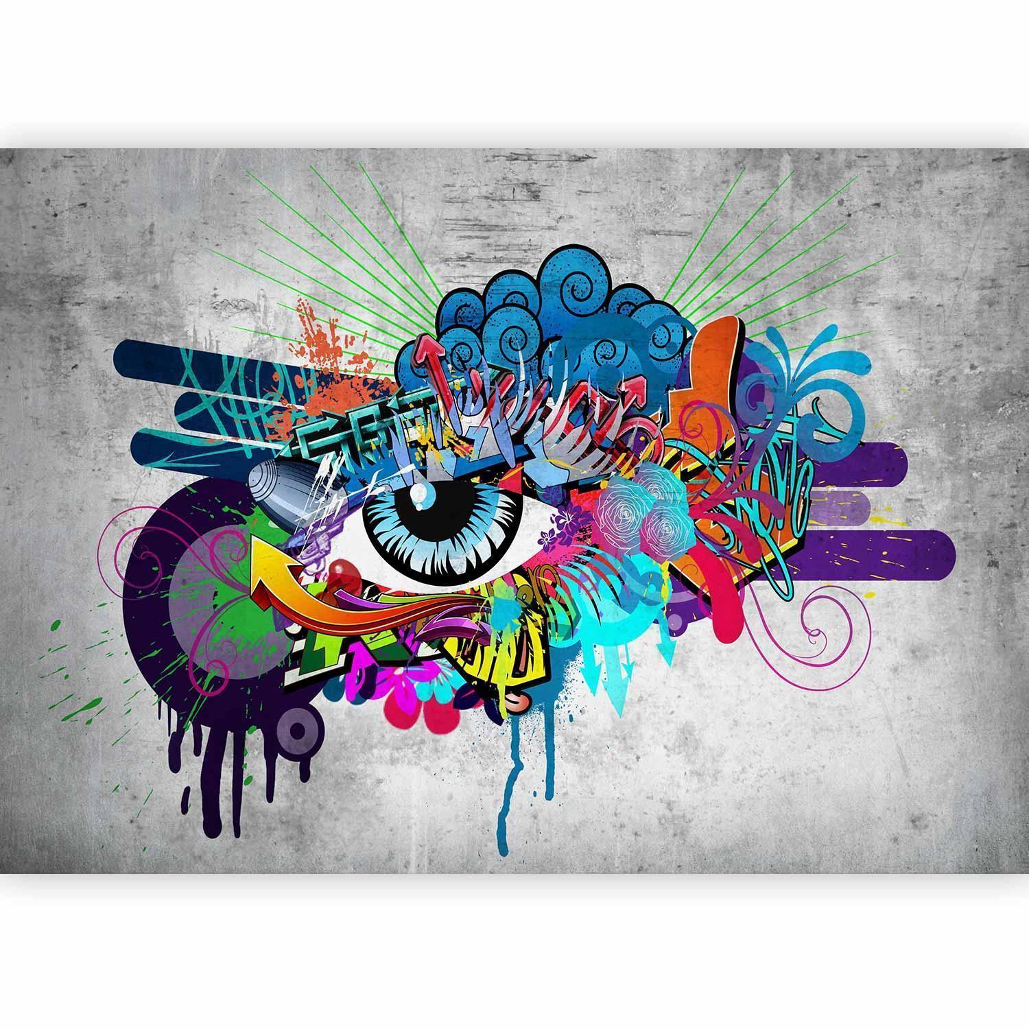 Fototapet - Graffiti eye-Fototapeter-Artgeist-peaceofhome.se