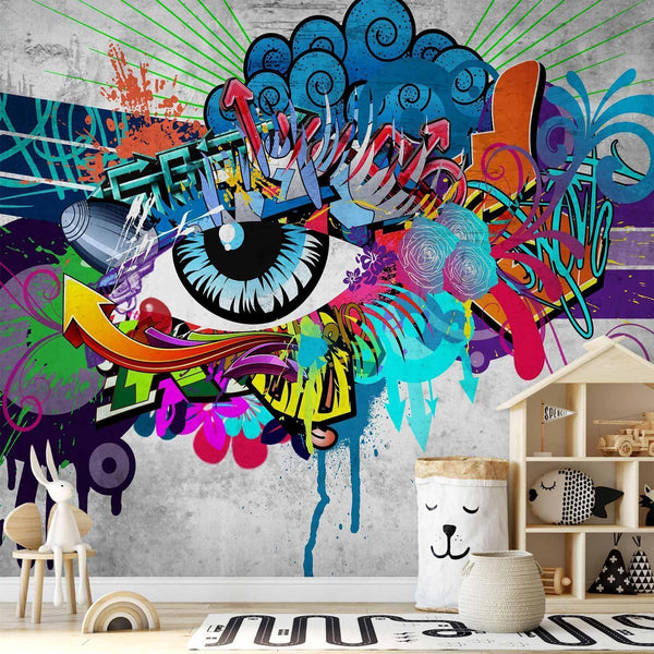 Fototapet - Graffiti eye-Fototapeter-Artgeist-peaceofhome.se