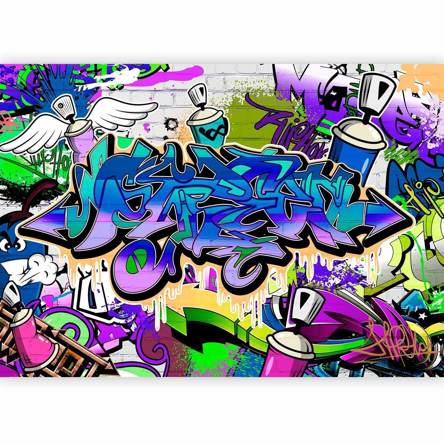 Fototapet - Graffiti: violet theme-Fototapeter-Artgeist-peaceofhome.se