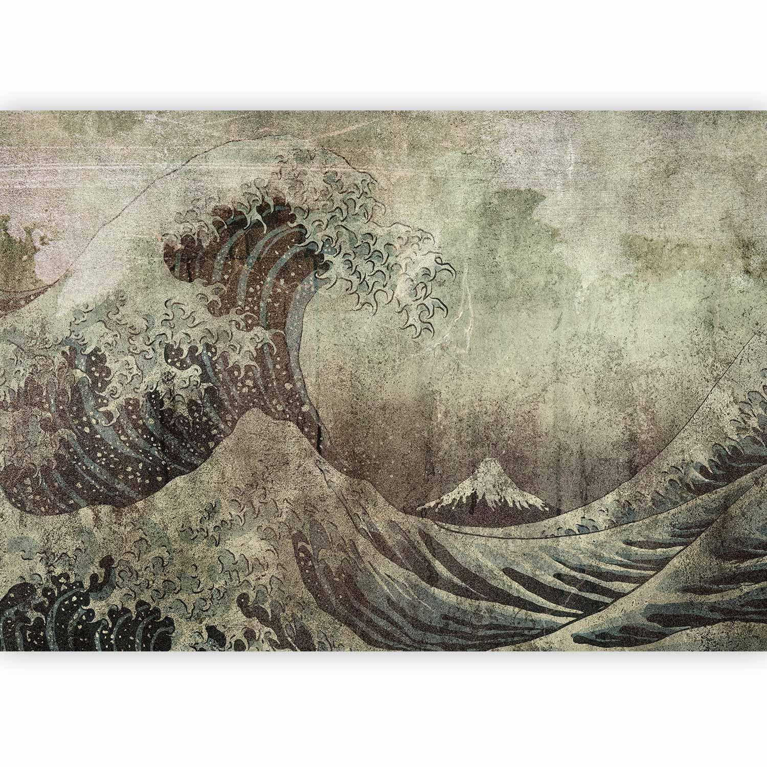 Fototapet - Great wave in Kanagwa in retro style - landscape of rough sea-Fototapeter-Artgeist-peaceofhome.se