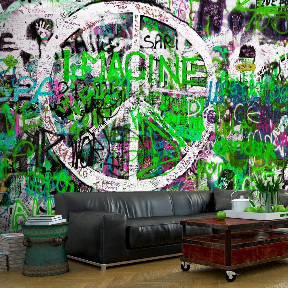 Fototapet - Green Graffiti-Fototapeter-Artgeist-peaceofhome.se