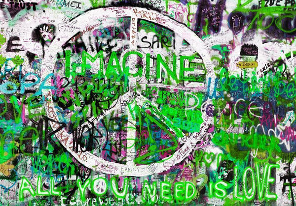 Fototapet - Green Graffiti-Fototapeter-Artgeist-peaceofhome.se