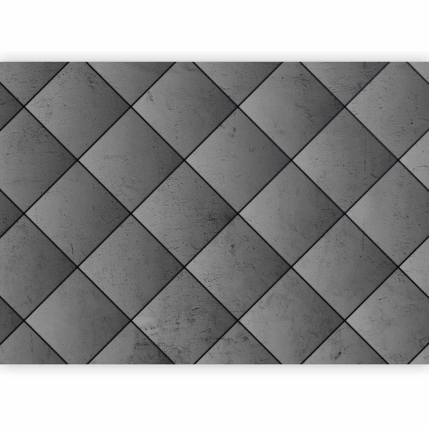 Fototapet - Grey symmetry - geometric pattern in concrete pattern with black joints-Fototapeter-Artgeist-peaceofhome.se