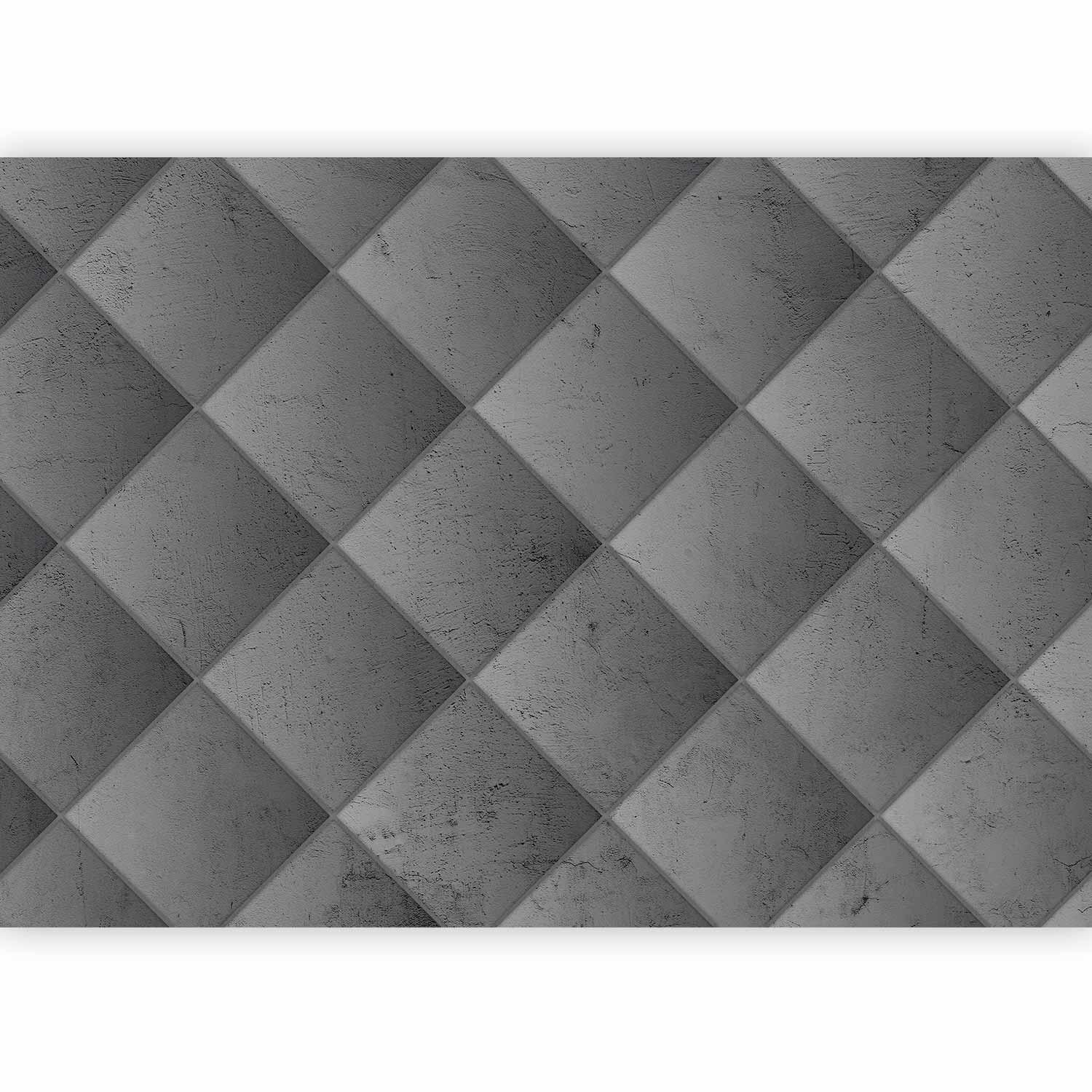 Fototapet - Grey symmetry - geometric pattern in concrete pattern with light joints-Fototapeter-Artgeist-peaceofhome.se