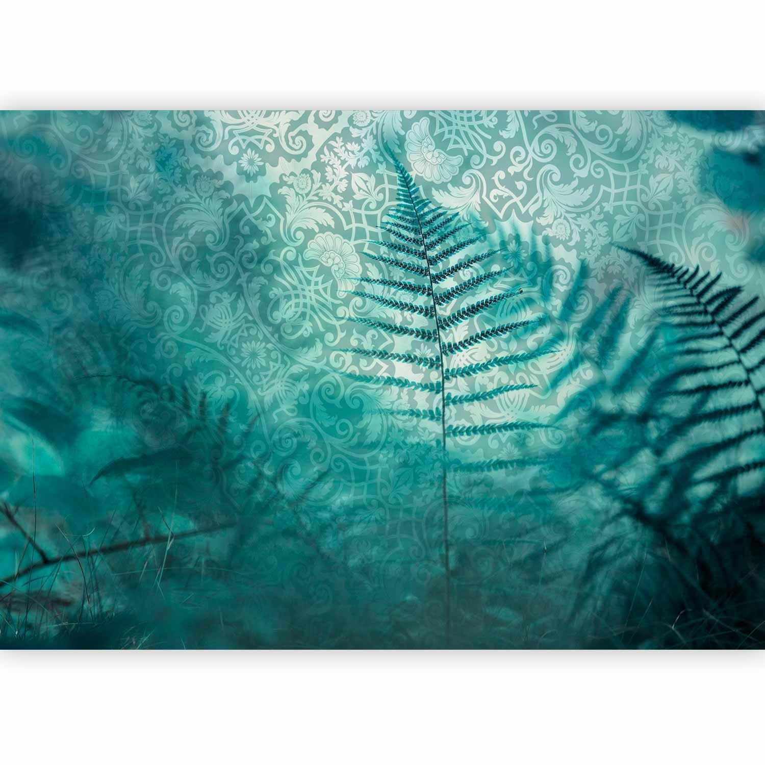 Fototapet - In a forest retreat - abstract composition with ferns and patterns-Fototapeter-Artgeist-peaceofhome.se