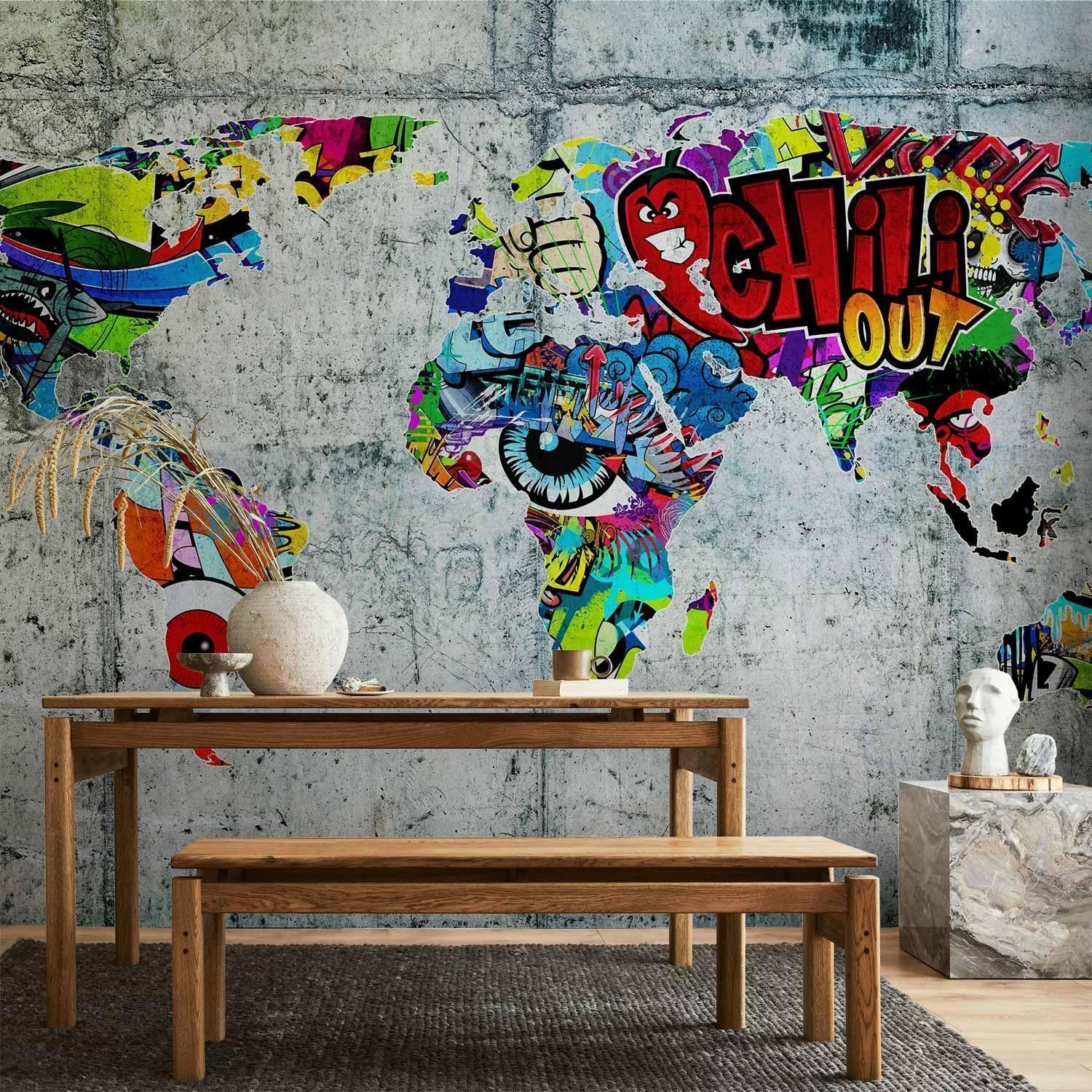 Fototapet - Map - Graffiti-Fototapeter-Artgeist-peaceofhome.se