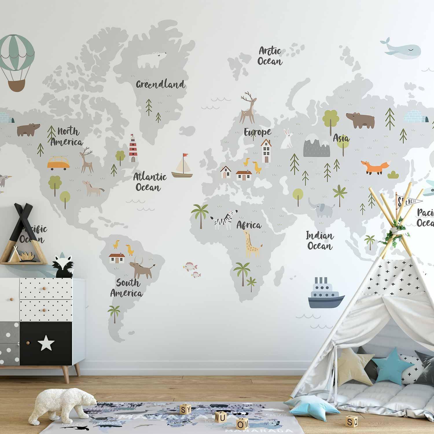 Fototapet - Minimalist Map for Children's Room-Fototapeter-Artgeist-peaceofhome.se