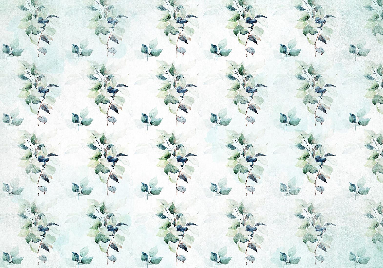 Fototapet - Mint nature - uniform pattern in floral motif with green leaves-Fototapeter-Artgeist-peaceofhome.se