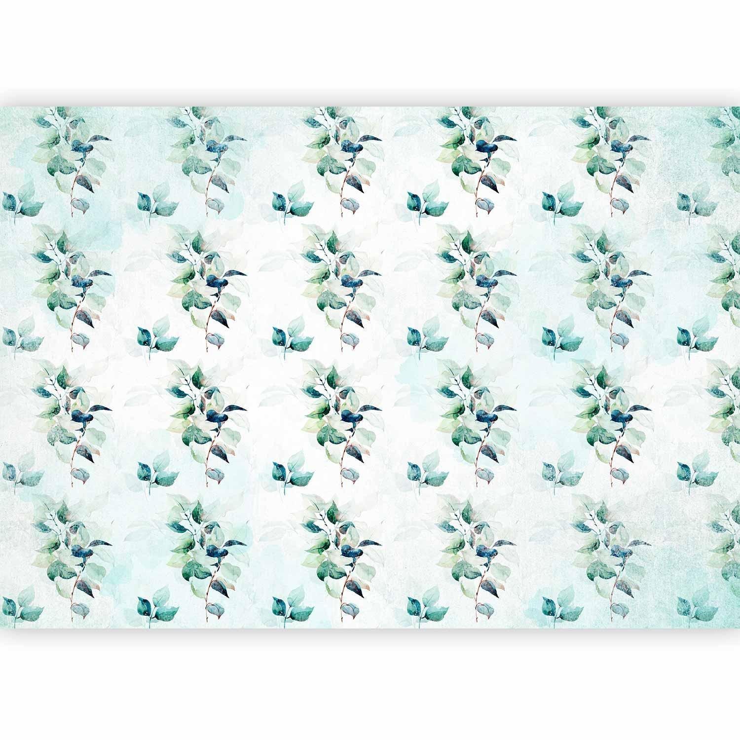 Fototapet - Mint nature - uniform pattern in floral motif with green leaves-Fototapeter-Artgeist-peaceofhome.se