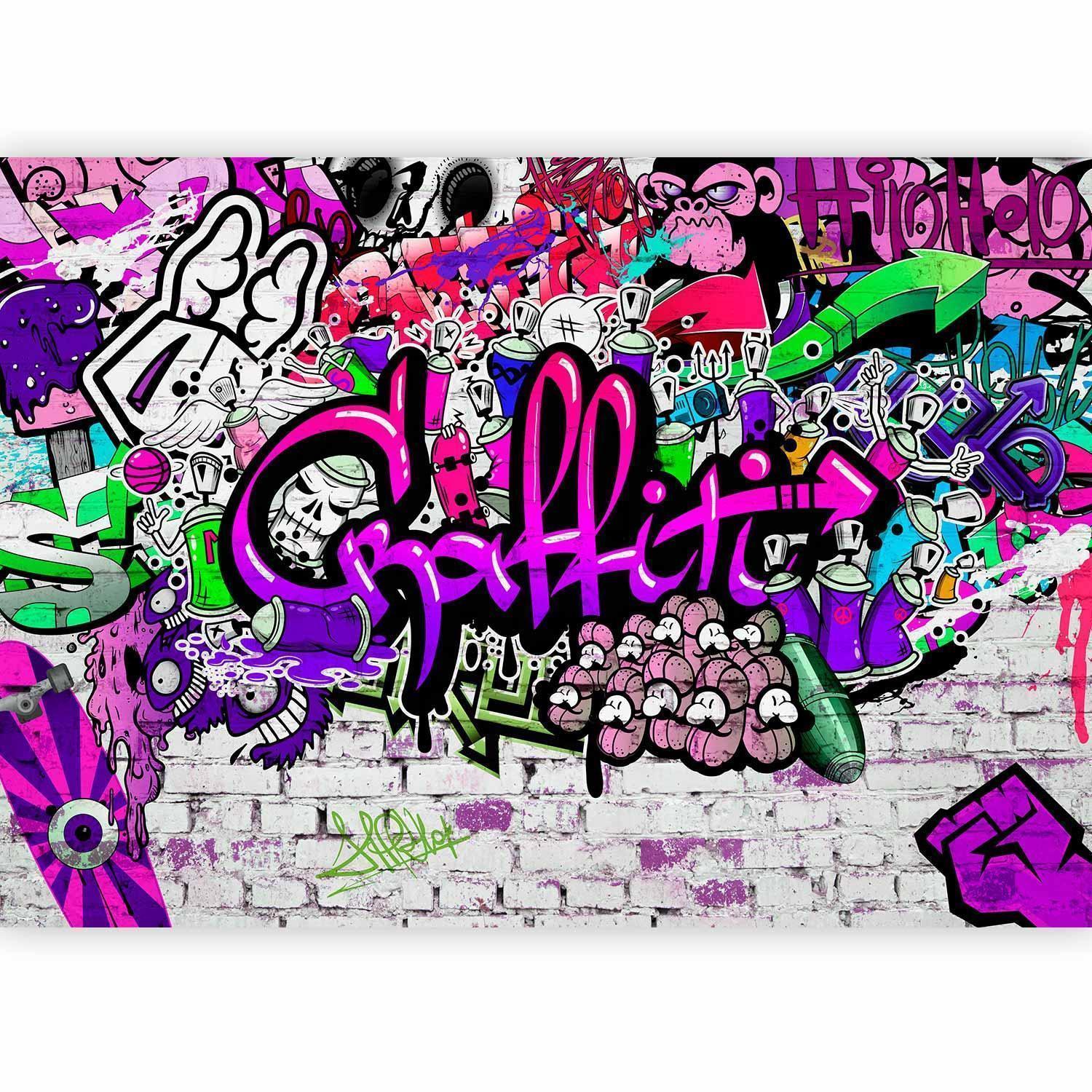 Fototapet - Purple Graffiti-Fototapeter-Artgeist-peaceofhome.se