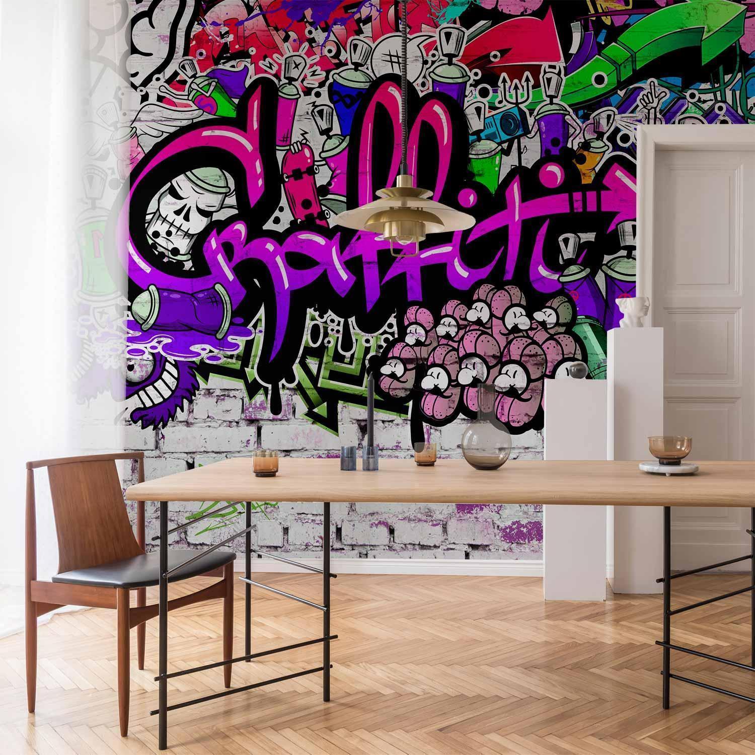 Fototapet - Purple Graffiti-Fototapeter-Artgeist-peaceofhome.se