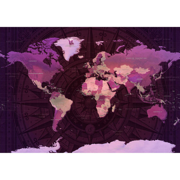 Fototapet - Purple World Map-Fototapeter-Artgeist-peaceofhome.se