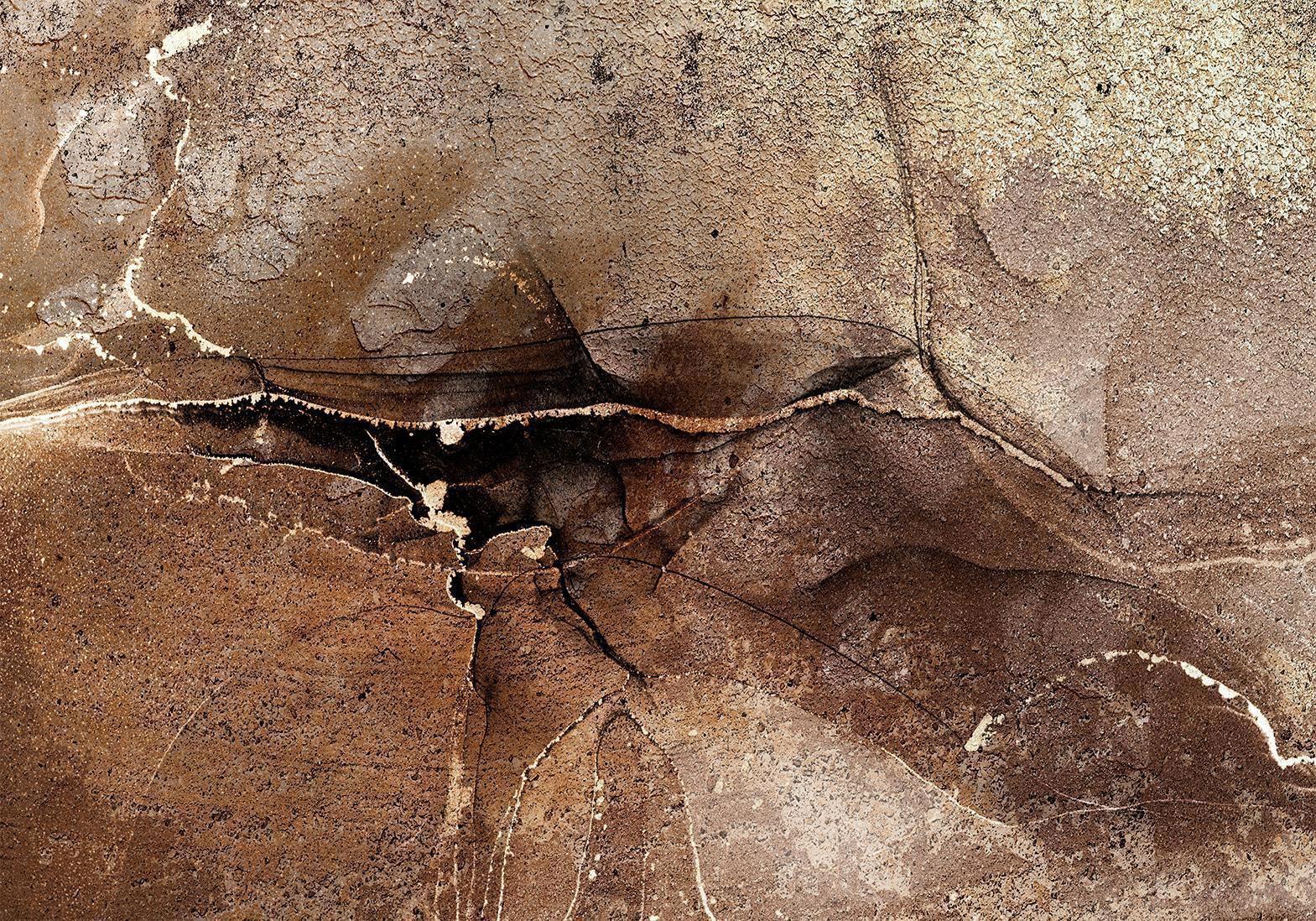 Fototapet - Rock abstraction - brown and beige pattern in the style of cracked stone-Fototapeter-Artgeist-peaceofhome.se