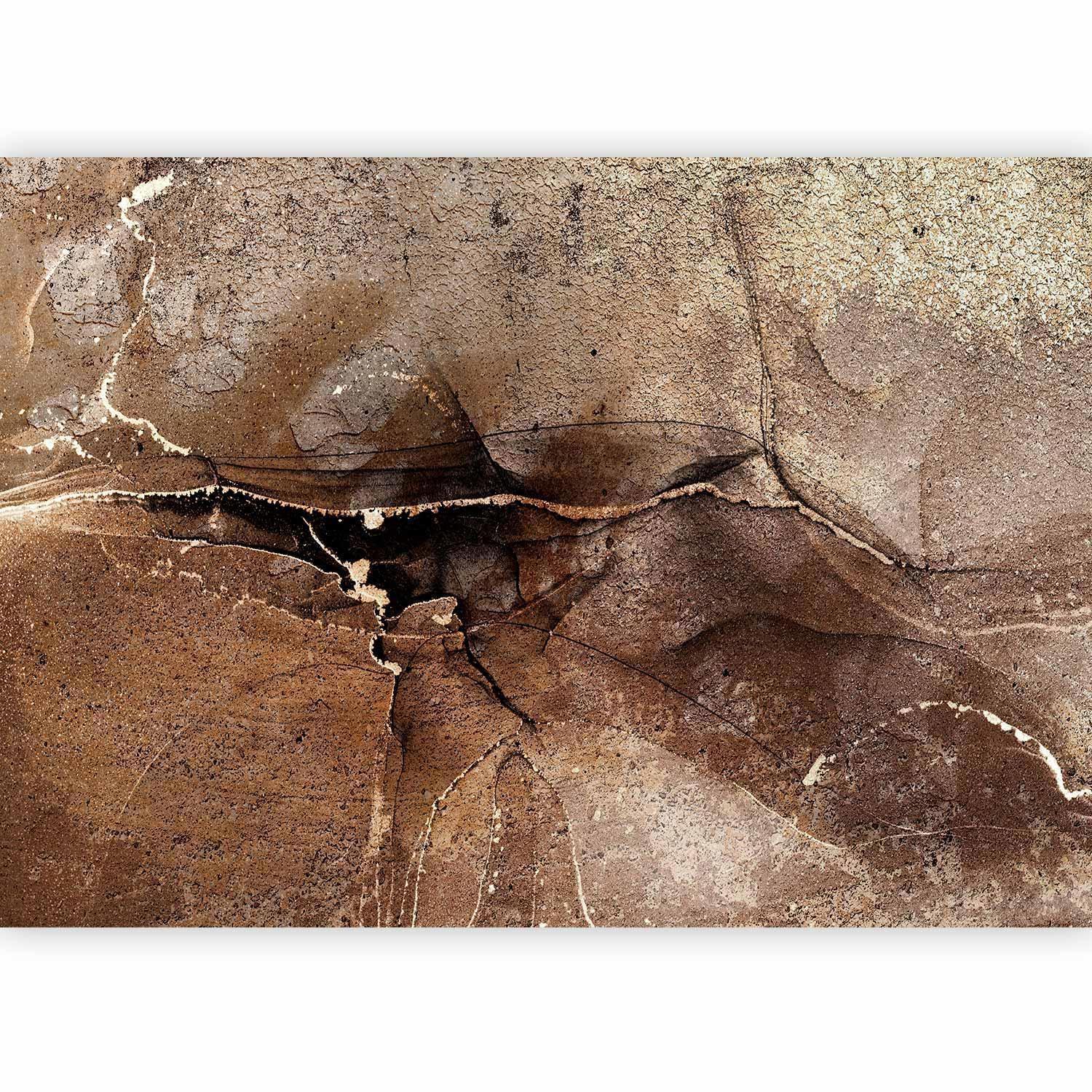 Fototapet - Rock abstraction - brown and beige pattern in the style of cracked stone-Fototapeter-Artgeist-peaceofhome.se