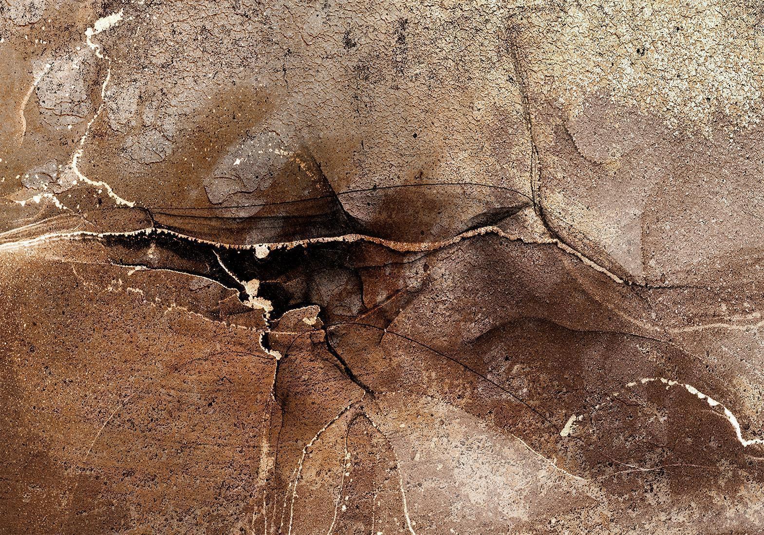 Fototapet - Rock abstraction - brown and beige pattern in the style of cracked stone-Fototapeter-Artgeist-peaceofhome.se