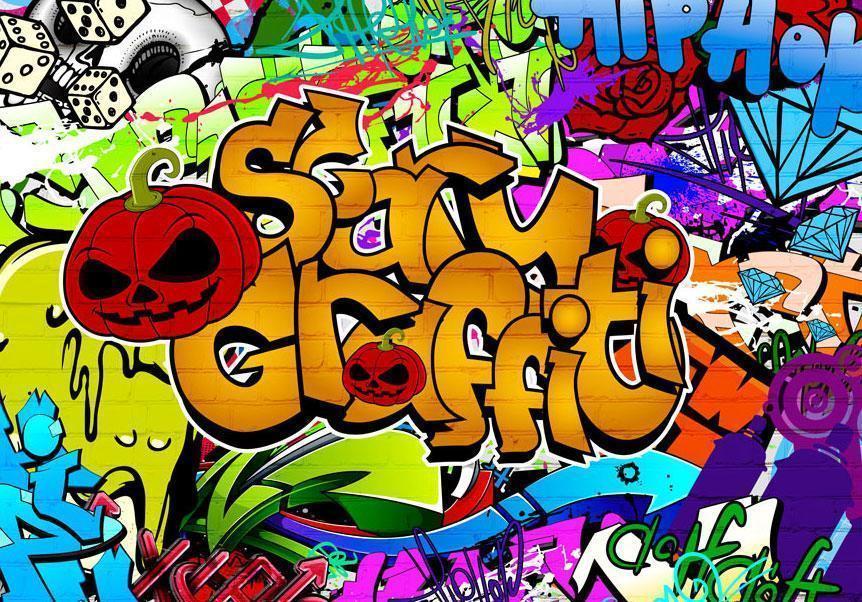 Fototapet - Scary graffiti-Fototapeter-Artgeist-peaceofhome.se