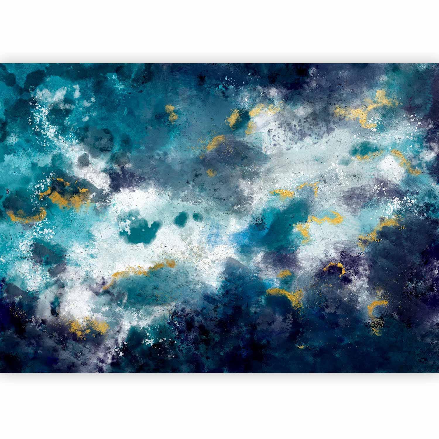 Fototapet - Stormy ocean - abstract blue composition in watercolour style-Fototapeter-Artgeist-peaceofhome.se