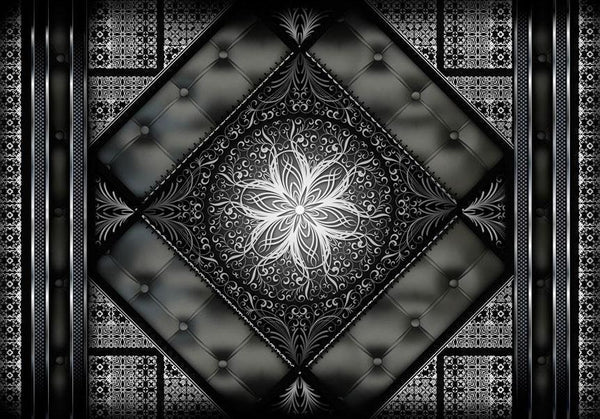 Fototapet - Symmetrical composition - black pattern in oriental pattern with quilting-Fototapeter-Artgeist-peaceofhome.se