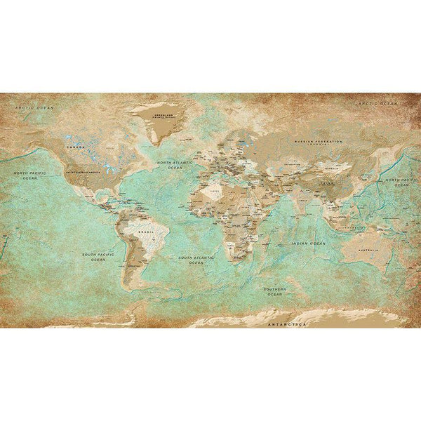 Fototapet - Turquoise World Map II-Fototapeter-Artgeist-peaceofhome.se