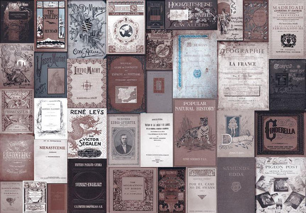 Fototapet - Vintage bookcase - romantic motif with book covers-Fototapeter-Artgeist-peaceofhome.se
