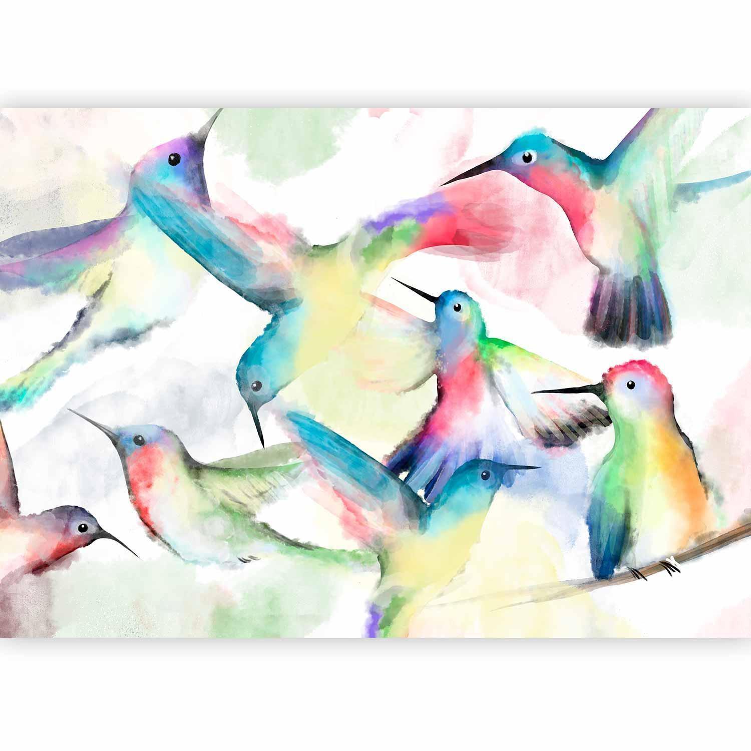 Fototapet - Watercolor Birds-Fototapeter-Artgeist-peaceofhome.se