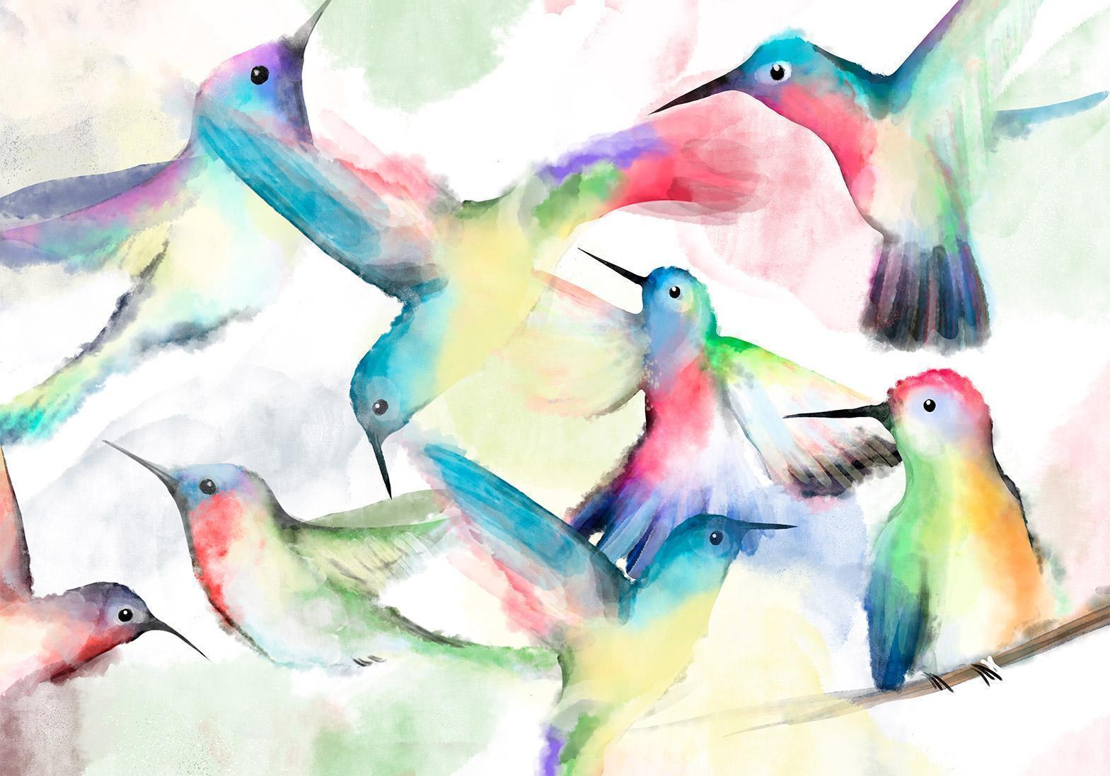 Fototapet - Watercolor Birds-Fototapeter-Artgeist-peaceofhome.se