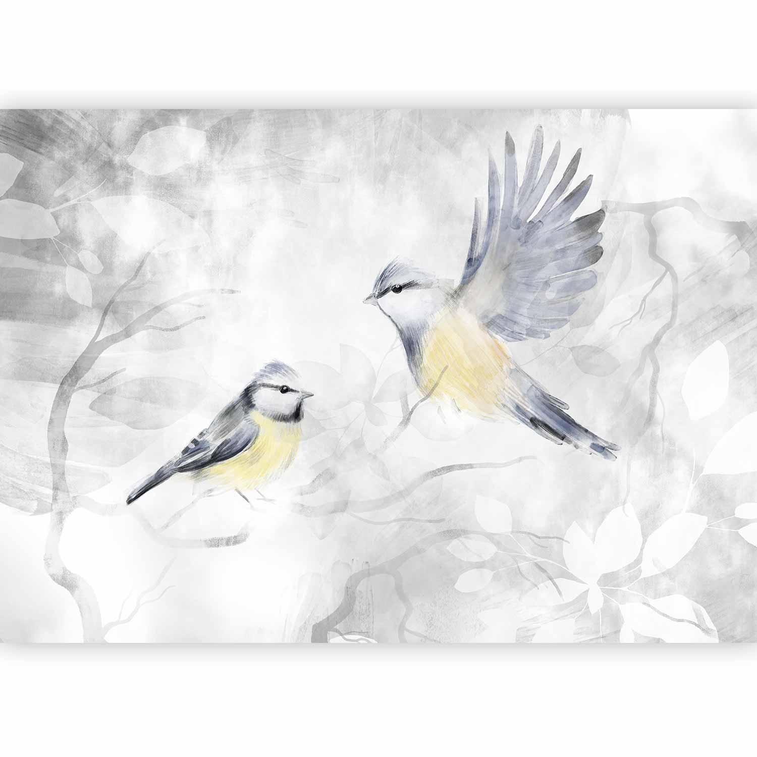 Fototapet - Watercolor Tit - Second Variant-Fototapeter-Artgeist-peaceofhome.se