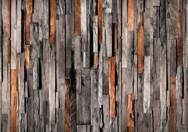 Fototapet - Wooden Curtain (Grey and Brown)-Fototapeter-Artgeist-peaceofhome.se