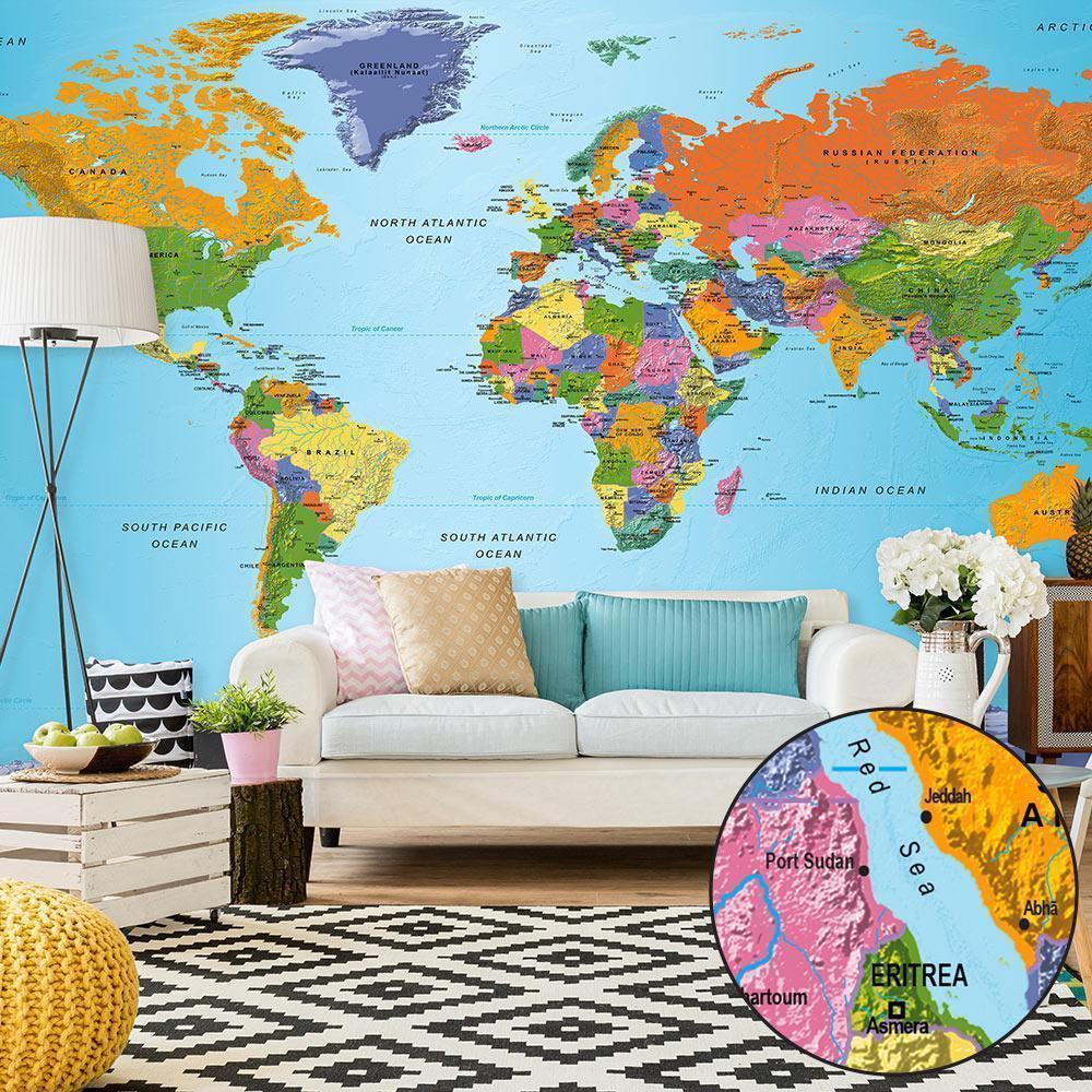 Fototapet - World Map: Colourful Geography II-Fototapeter-Artgeist-peaceofhome.se