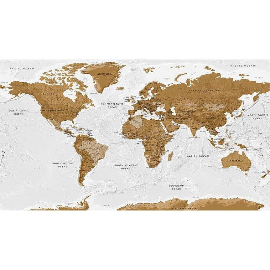 Fototapet XXL - World Map: White Oceans II-Fototapeter-Artgeist-peaceofhome.se