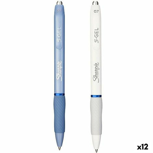 Gelpenna Sharpie S-Gel Vit Blå 0,7 mm (12 antal)-Kontor och Kontorsmaterial, Kulspetspennor, pennor och skrivverktyg-Sharpie-peaceofhome.se