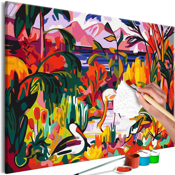 Gör-det-själv målningar - Jean Metzinger: Paysage coloré aux oiseaux aquatiques-Måla efter nummer-Artgeist-peaceofhome.se