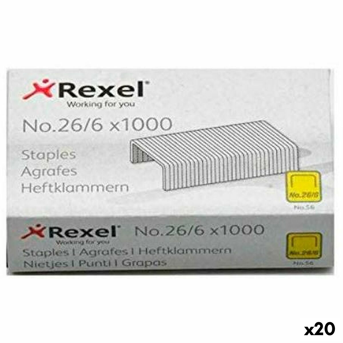 Häftklamrar Rexel 1000 Delar 26/6 (20 antal)-Kontor och Kontorsmaterial, Kontorsmaterial-Rexel-peaceofhome.se