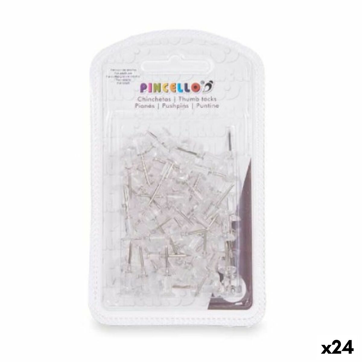 Häftstift Pincello 394 394 Transparent Metall Plast (24 antal)-Kontor och Kontorsmaterial, Kontorsmaterial-Pincello-peaceofhome.se