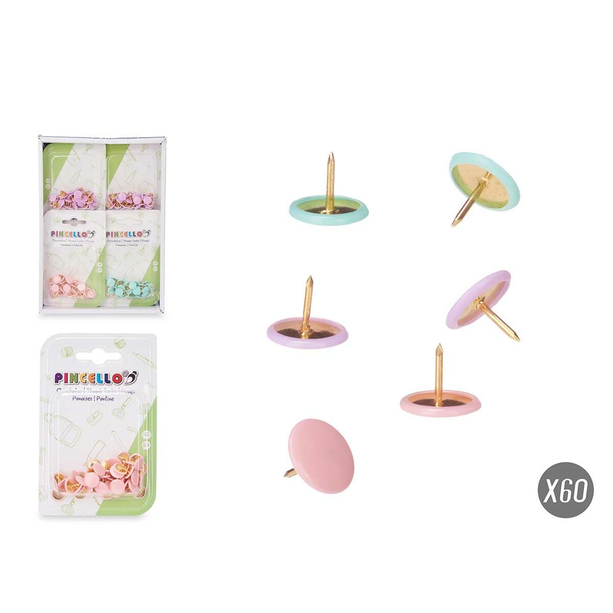 Häftstift Pincello 654 654 Multicolour Metall (12 antal)-Kontor och Kontorsmaterial, Kontorsmaterial-Pincello-peaceofhome.se