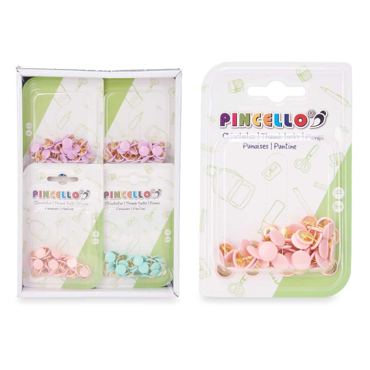 Häftstift Pincello 654 654 Multicolour Metall (12 antal)-Kontor och Kontorsmaterial, Kontorsmaterial-Pincello-peaceofhome.se