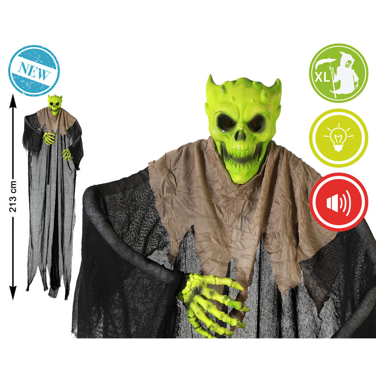 Halloweendekorationer Skelett 213 cm Grön-Hem och matlagning, Heminredning-BigBuy Carnival-peaceofhome.se