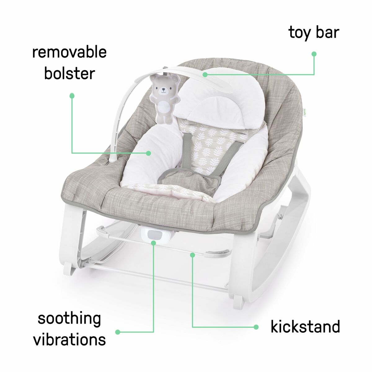 Hängmatta för bebis Ingenuity Vit Grå-Bebis, Sovrum-Ingenuity-peaceofhome.se