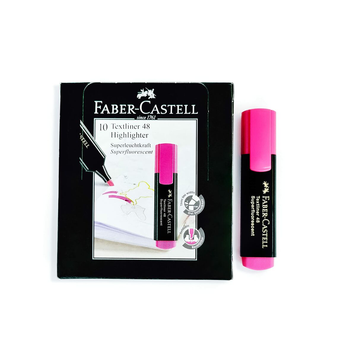 Highlighter Faber-Castell TEXTLINER 48 Fuchsia (10 antal)-Kontor och Kontorsmaterial, Kulspetspennor, pennor och skrivverktyg-Faber-Castell-peaceofhome.se