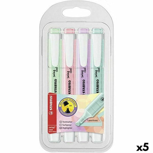 Highlighter Stabilo Swing Cool Pastel Multicolour (5 antal)-Kontor och Kontorsmaterial, Kulspetspennor, pennor och skrivverktyg-Stabilo-peaceofhome.se