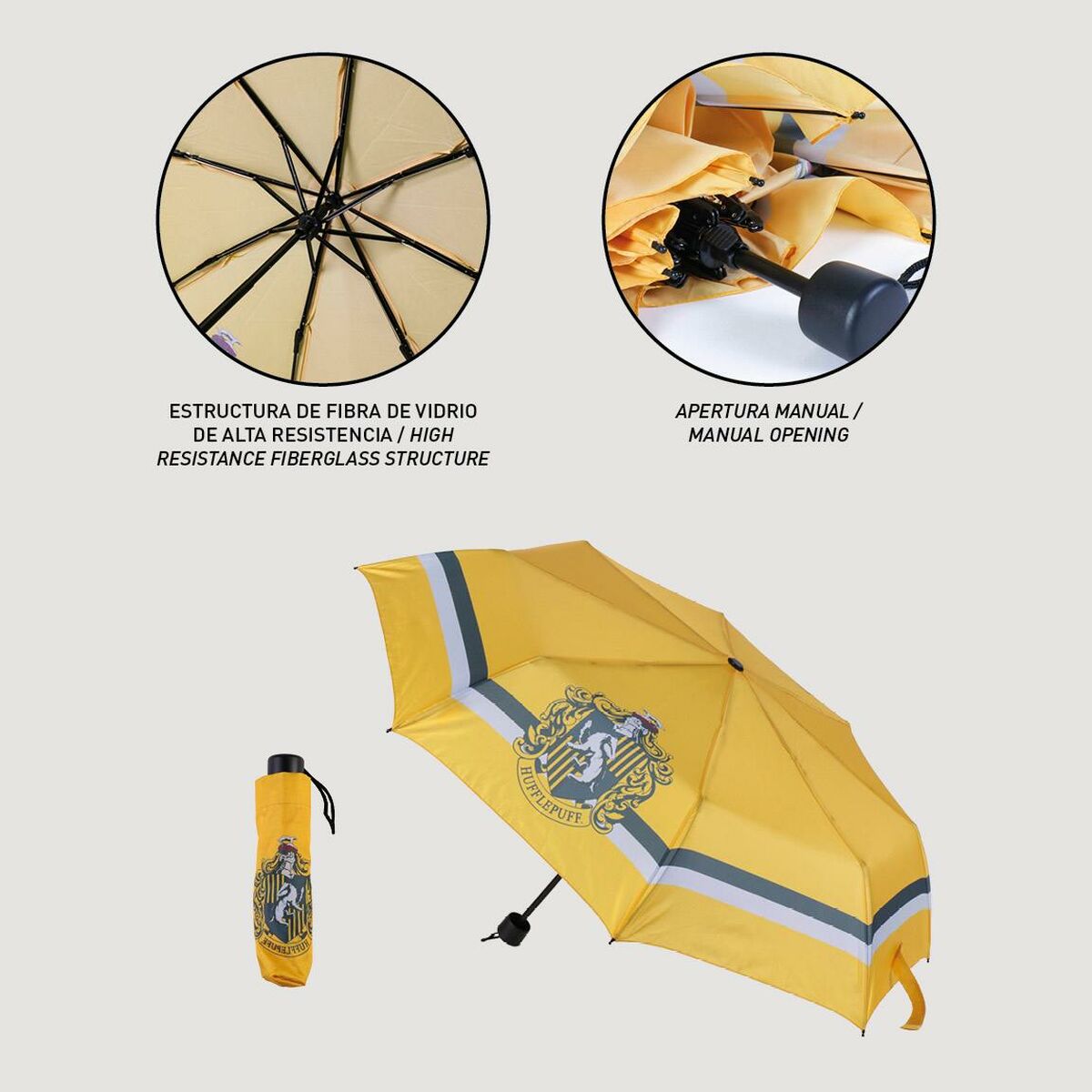 Hopfällbart paraply Harry Potter Hufflepuff Gul 53 cm-Bagage, Paraplyer-Harry Potter-peaceofhome.se