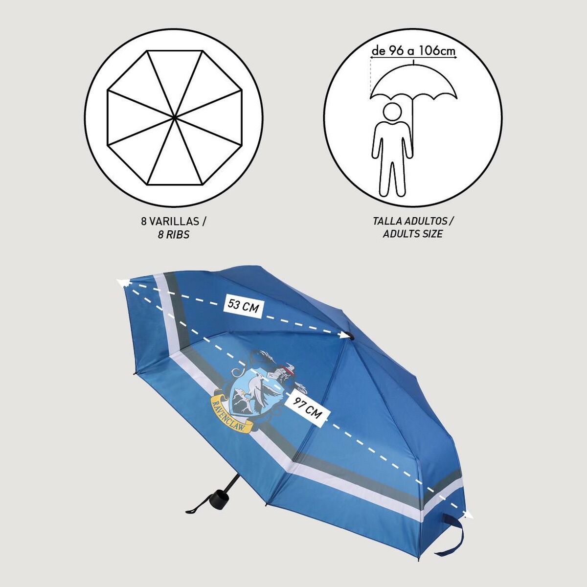 Hopfällbart paraply Harry Potter Ravenclaw Blå 53 cm-Bagage, Paraplyer-Harry Potter-peaceofhome.se