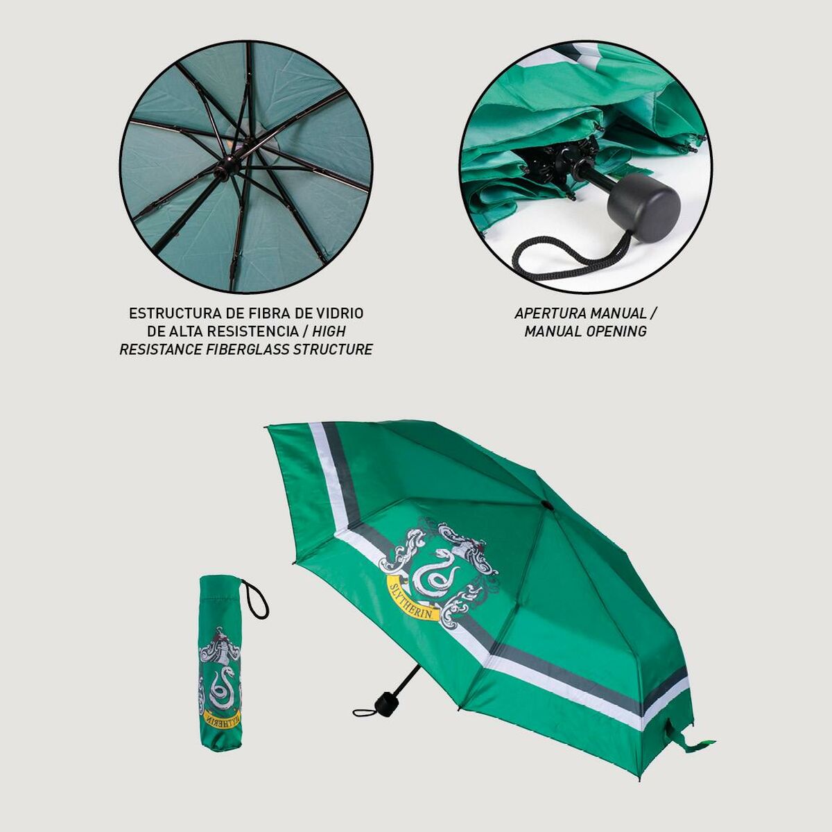 Hopfällbart paraply Harry Potter Slytherin Grön 53 cm-Bagage, Paraplyer-Harry Potter-peaceofhome.se