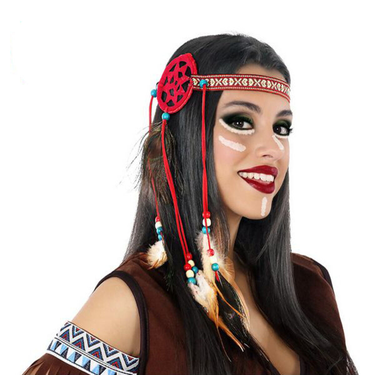 Huvudbonad 112283 Röd American Indian-Leksaker och spel, Fancy klänning och accessoarer-BigBuy Carnival-peaceofhome.se