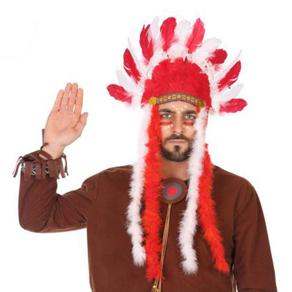 Huvudbonad, indian 58297 Röd American Indian-Leksaker och spel, Fancy klänning och accessoarer-BigBuy Carnival-peaceofhome.se