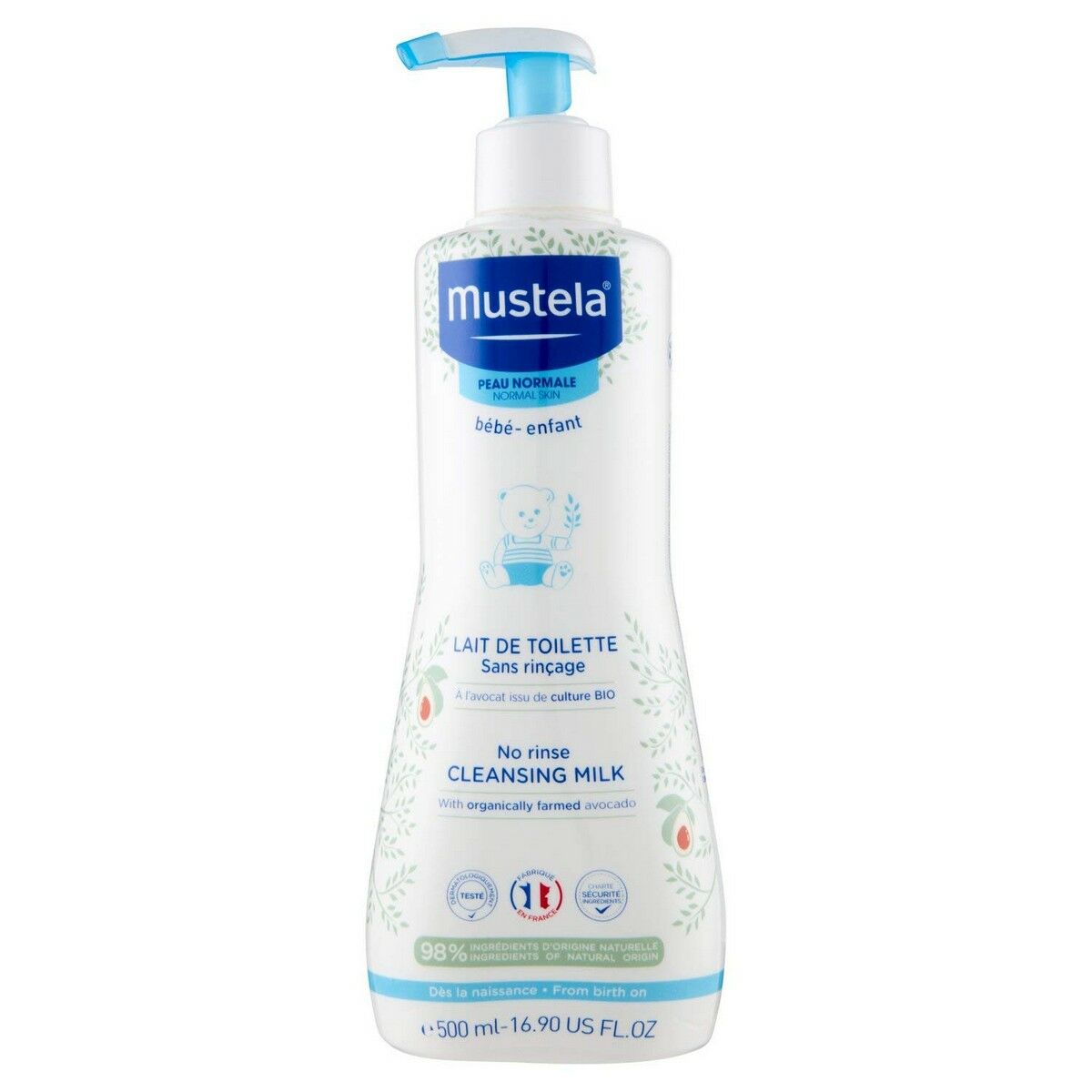 Icke-avsköljningsbart rengöringsvatten Baby Mustela 500 ml-Bebis, Hygien och vård-Mustela-peaceofhome.se