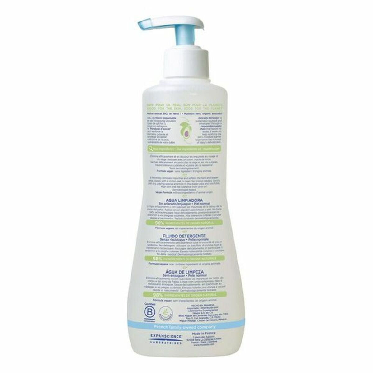 Icke-avsköljningsbart rengöringsvatten Baby Mustela Avokado (300 ml)-Bebis, Hygien och vård-Mustela-peaceofhome.se