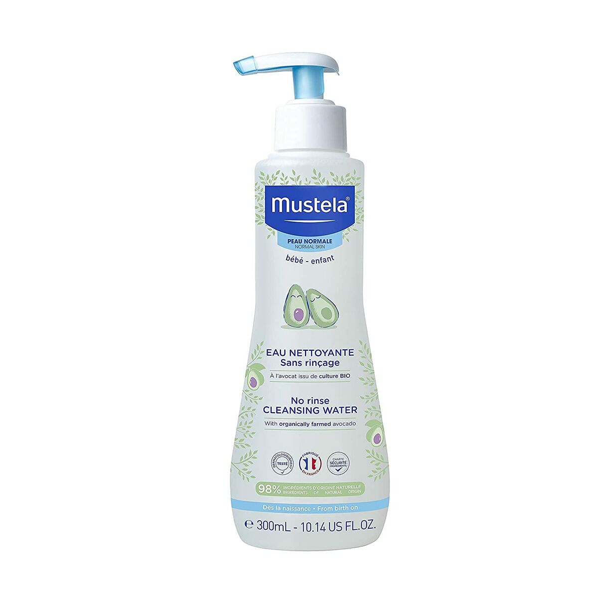 Icke-avsköljningsbart rengöringsvatten Baby Mustela Avokado (300 ml)-Bebis, Hygien och vård-Mustela-peaceofhome.se