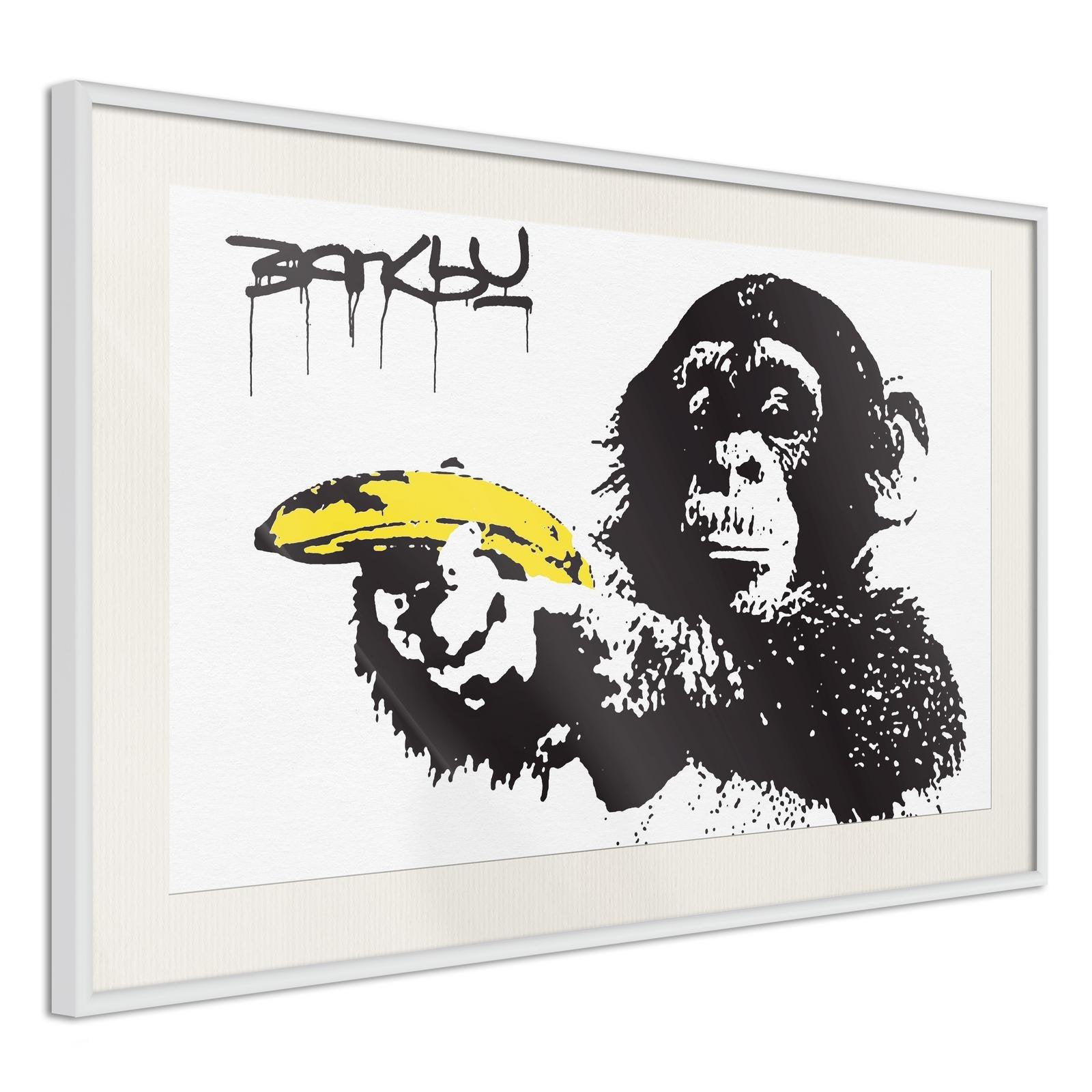 Inramad Poster / Tavla - Banksy: Banana Gun I-Poster Inramad-Artgeist-peaceofhome.se