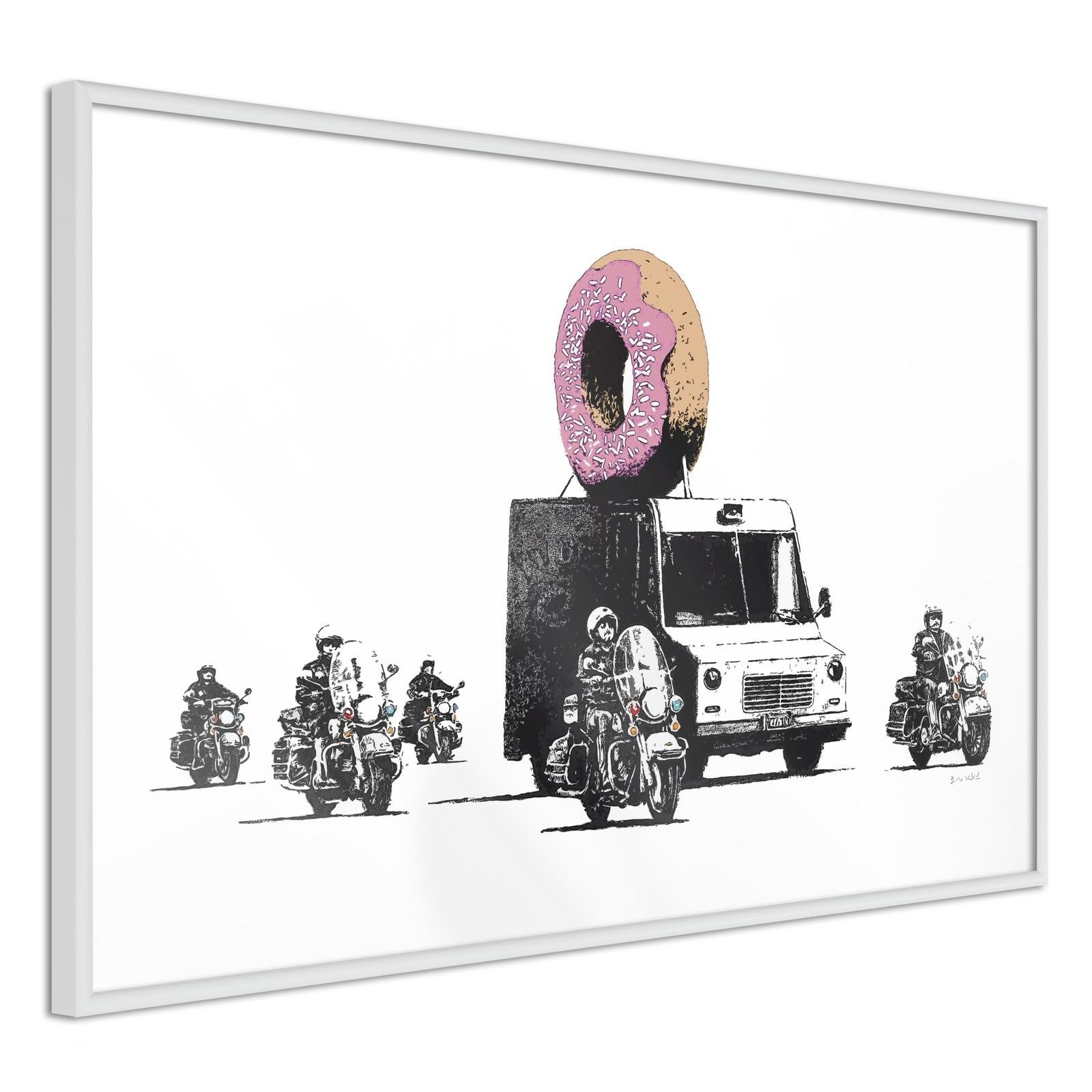 Inramad Poster / Tavla - Banksy: Donuts (Strawberry)-Poster Inramad-Artgeist-peaceofhome.se